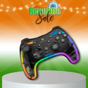 Zebronics MAX FURY Transparent RGB LED Illuminated Wired Gamepad for Windows PC, Android